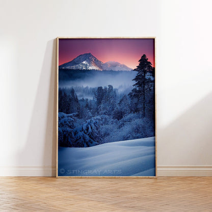 Frosty Snowy Mountain Forest Printable Art - Instant Download