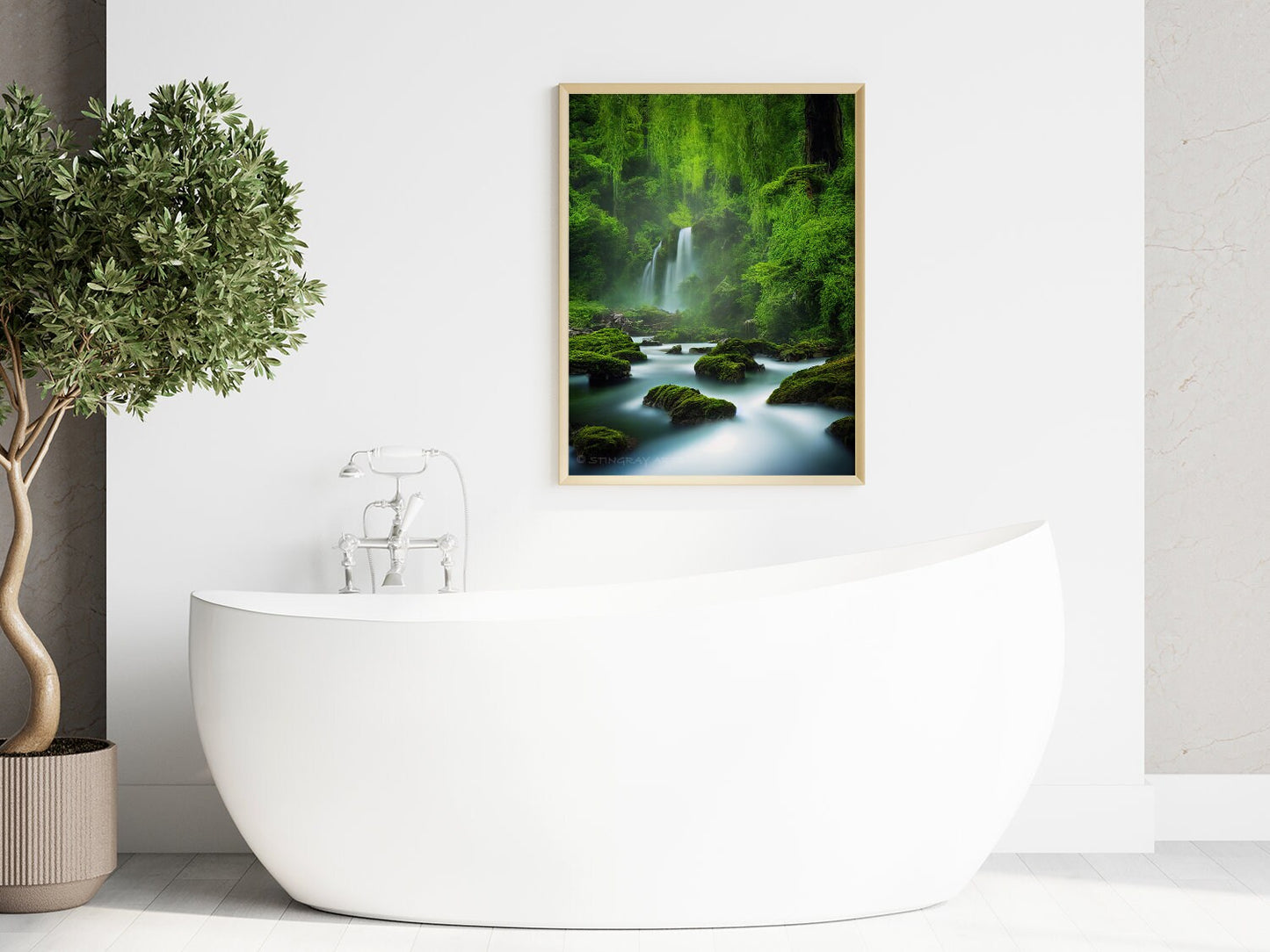 Soft Running Waterfalls & Creek Printable Art - Instant Download