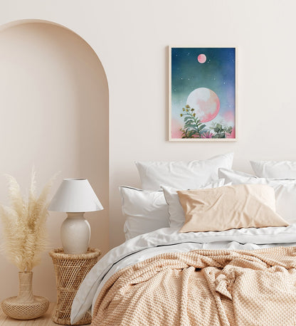 Pink Moonflowers Printable Art - Instant Download