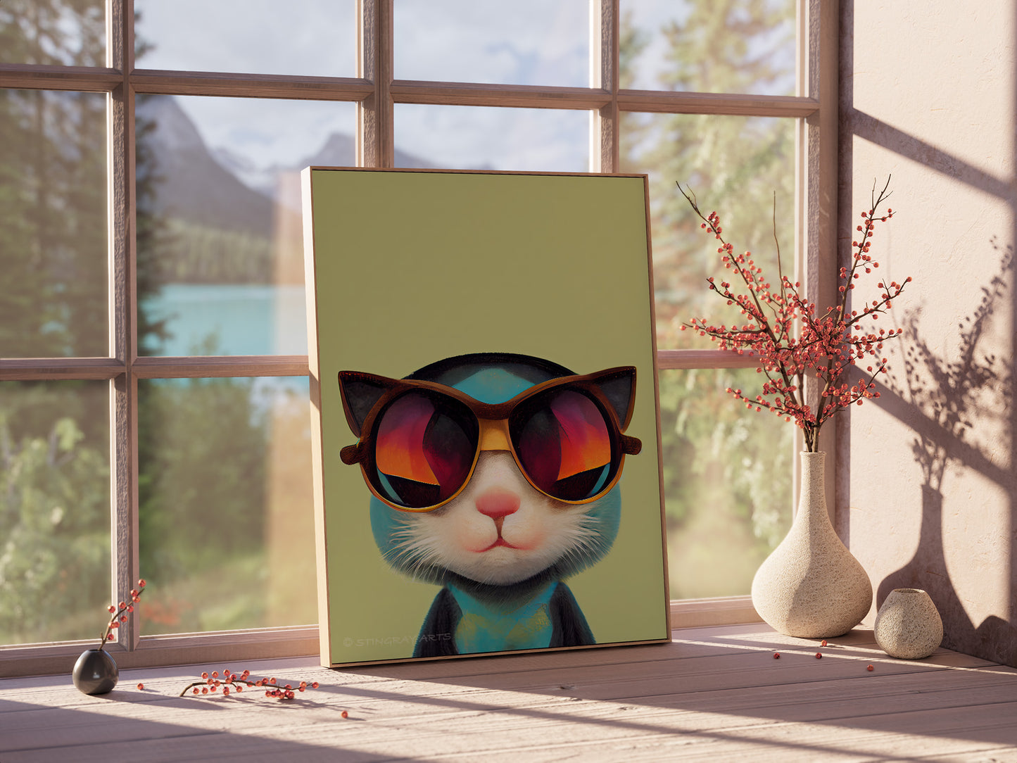 Retro Kitten In Sunglasses Prints