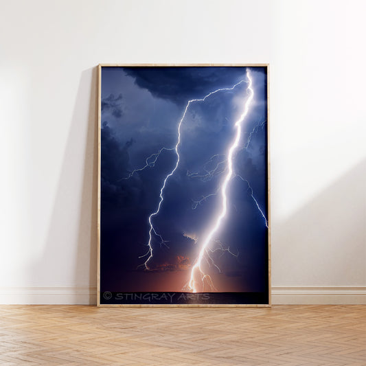 Lightning Bolt Over Ocean Prints