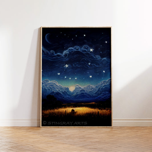 Dreamlike Clouds Night Prints