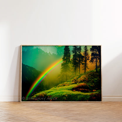 Rainbow In A Forest Prints