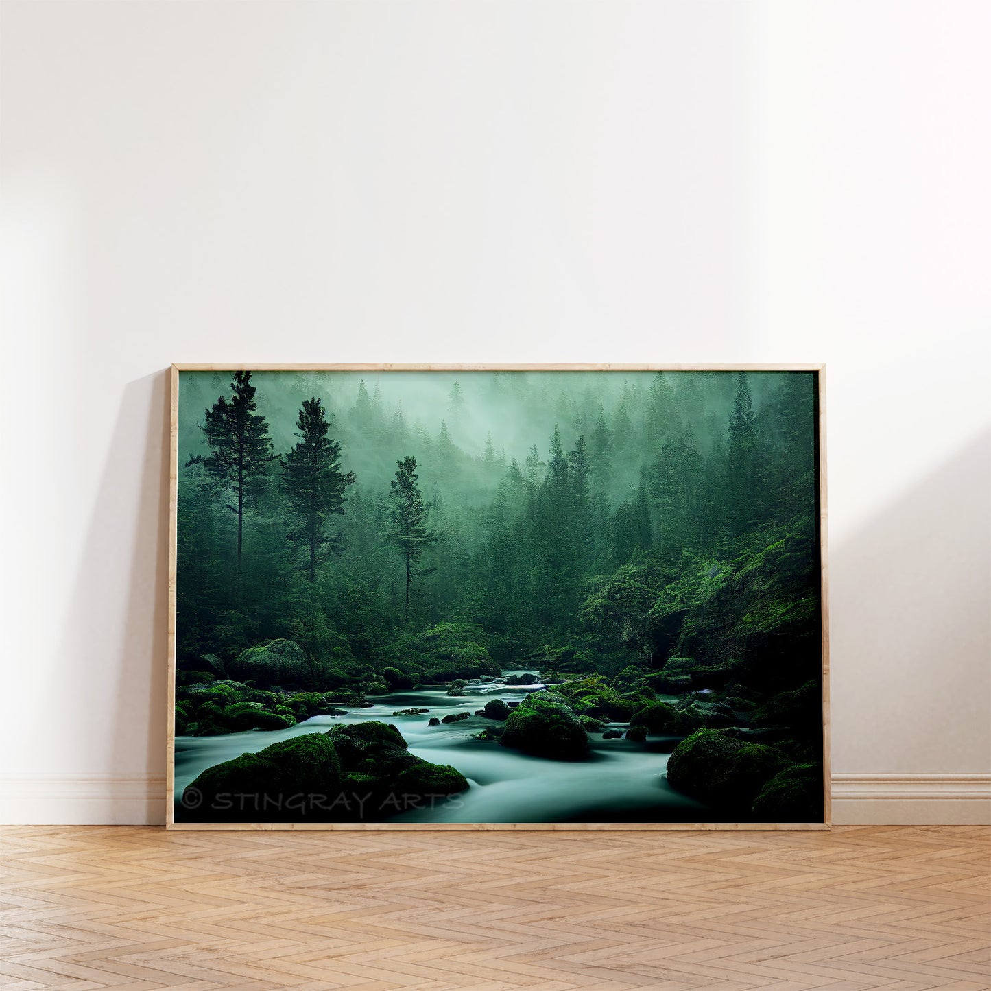 Tall Trees Forest & River Creek Prints