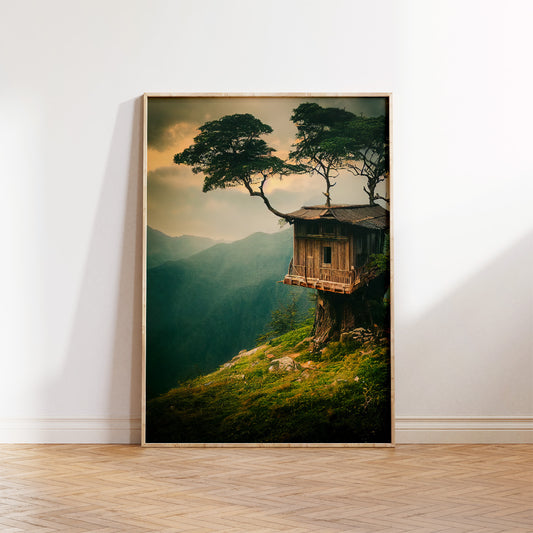 Tree House In A Valley Prints